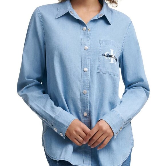 Calvin Klein Jeans Tops - JR337 Calvin Klein Jeans Blue Juniors Logo Button Front Top Size XS